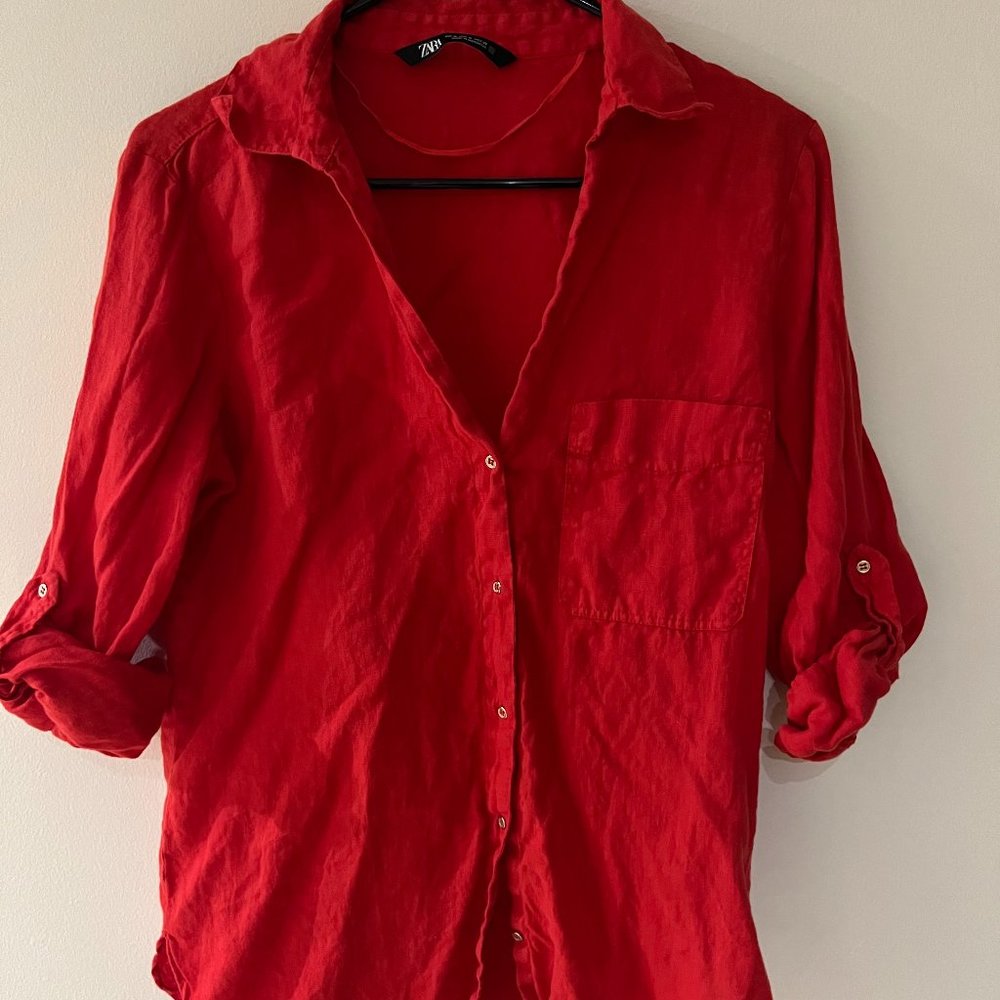 Red Button Down